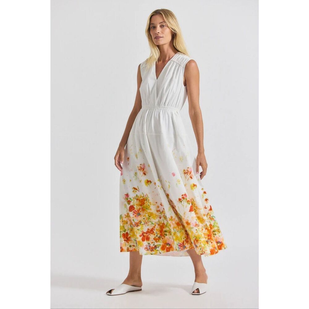 Derek Lam 10 Crosby Nara Cotton Poplin Cinched Waist Maxi Dress Size 2 Small NWT